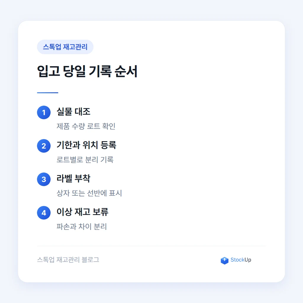 로트별 입고 기록 순서