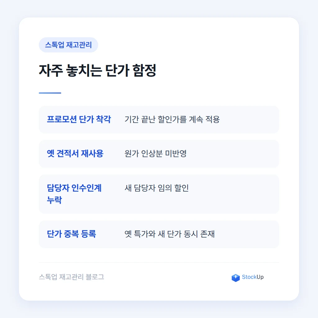 자주 놓치는 단가 관리 함정