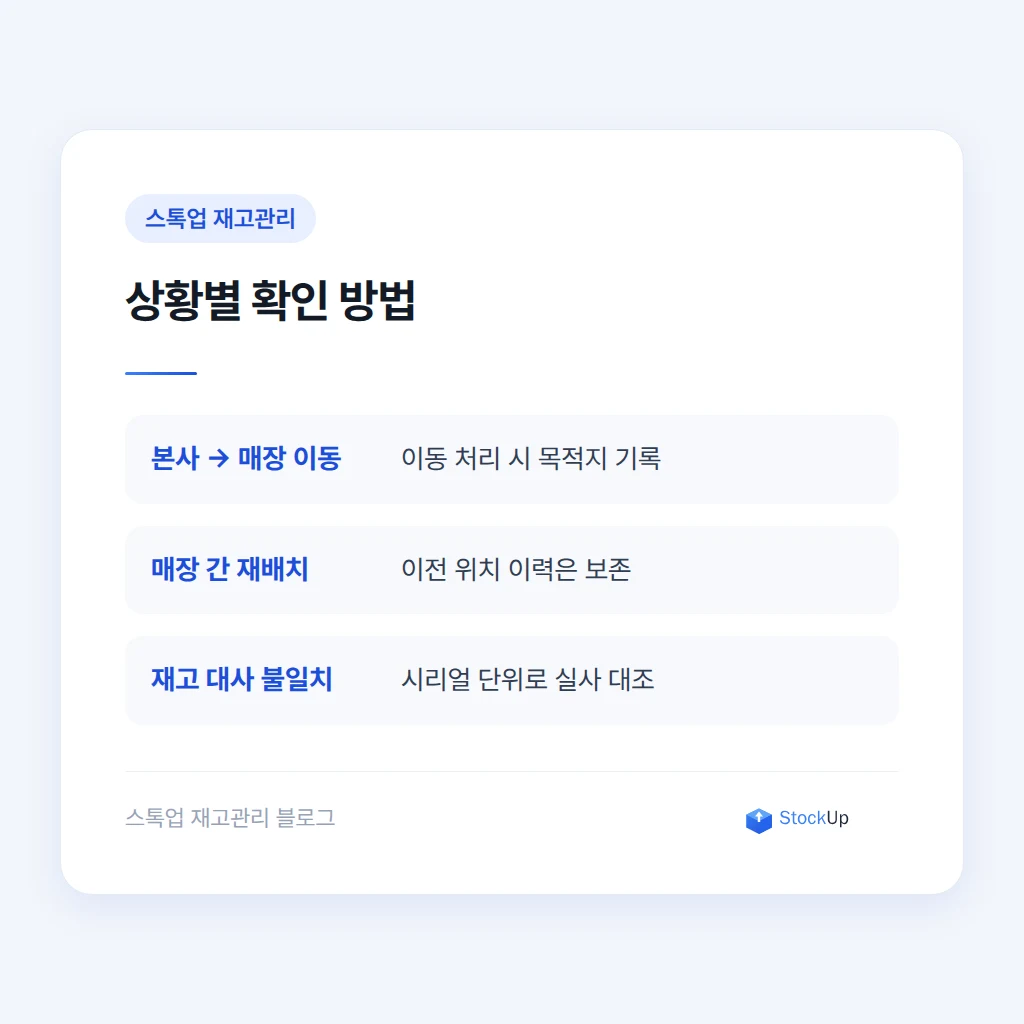 여러 지점 간 시리얼 이동 기록 비교